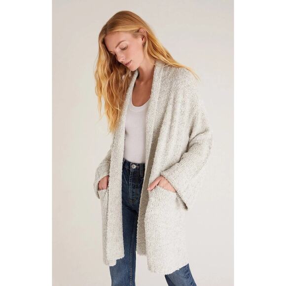 Z Supply Helen Chunky Oversized Cardigan Women’s Small Light Gray Pockets - Picture 4 of 7